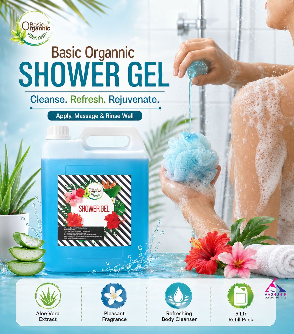 Basic Organnic Shower Gel 5Ltr CAN